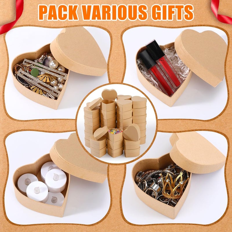 Geyee 24 Pcs Heart Shaped Paper Mache Box, Gift Box with Lid 3. 9 Inch Nesting DIY Cardboard for Decoupaging Painting Storing Jewelry Treasure - Image 5